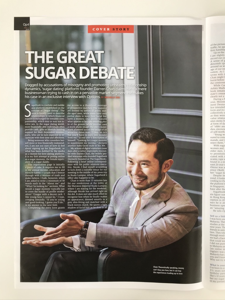 Chan Eu Boon featured in a full-page magazine cover story titled The Great Sugar Debate.