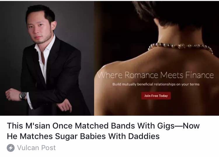 Chan Eu Boon featured on Vulcan Post alongside Sugarbook’s campaign image.